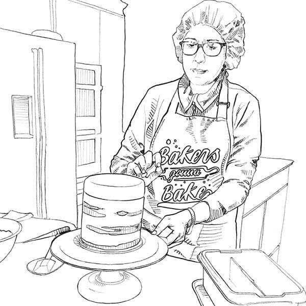 BioVid employee baking a cake