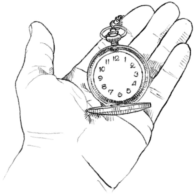 hand holding pocketwatch